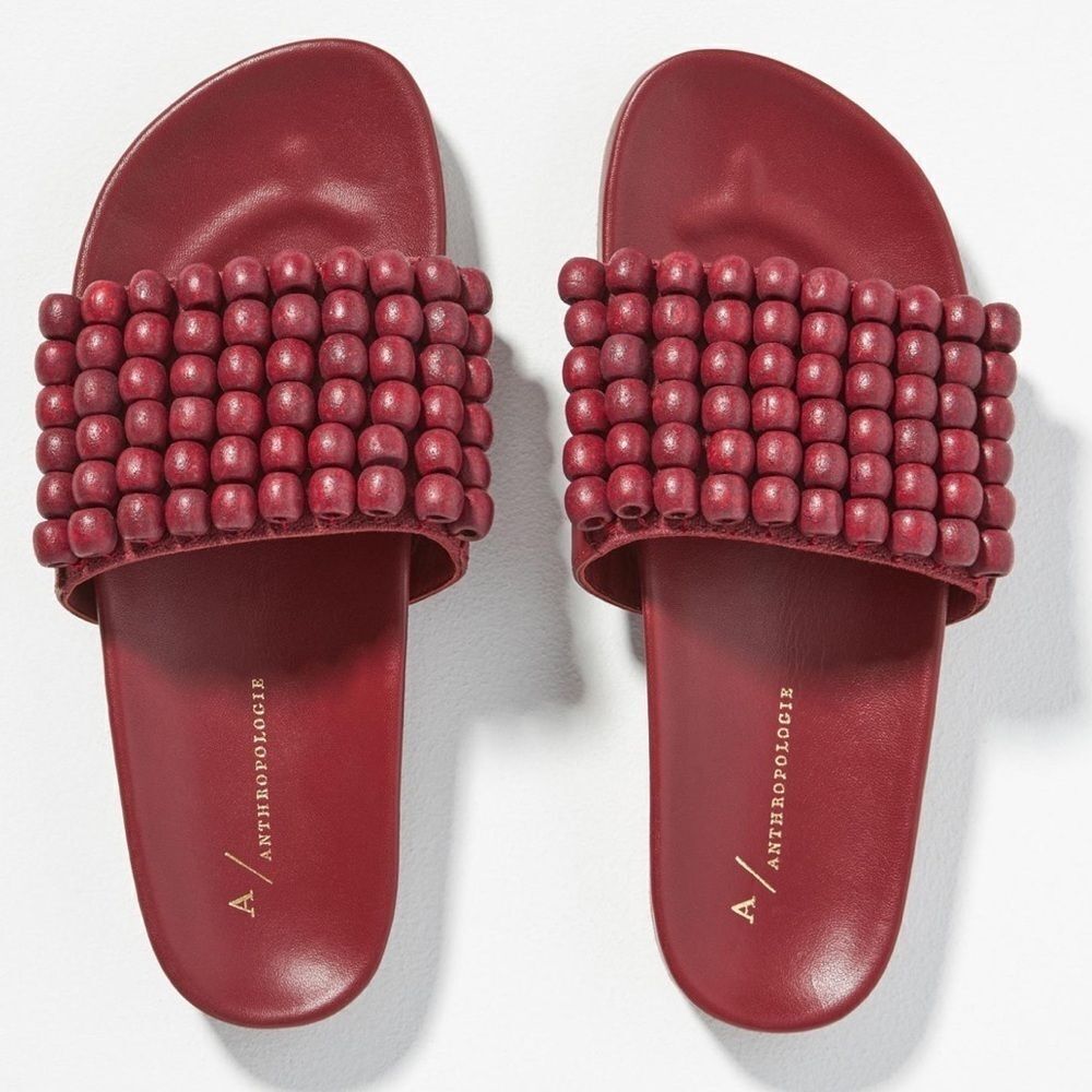 Anthropologie size 36 Beaded Slide Sandals in Wine